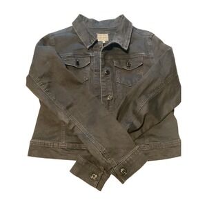 Wax Jean Black Denim Jacket Style 90017 Button Front Classic Fit